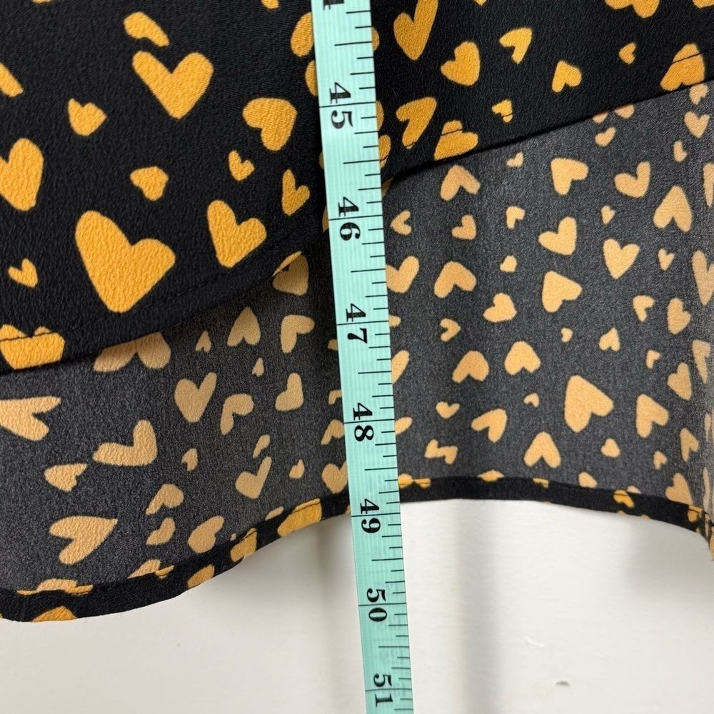 POPSUGAR Black Yellow Heart Print Wrap Maxi Dress Puff Sleeve XS - Picture 7 of 16